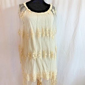 XCVI Lace Fringed Tunic Top - Size Extra Small